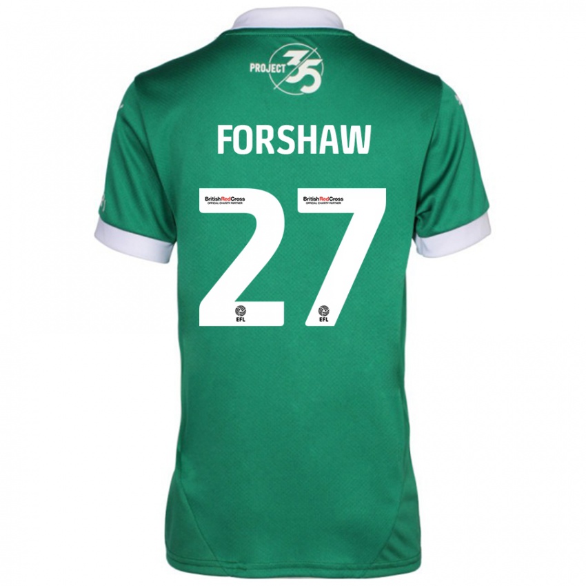 Criança Camisola Adam Forshaw #27 Branco Verde Principal 2024/25 Camisa