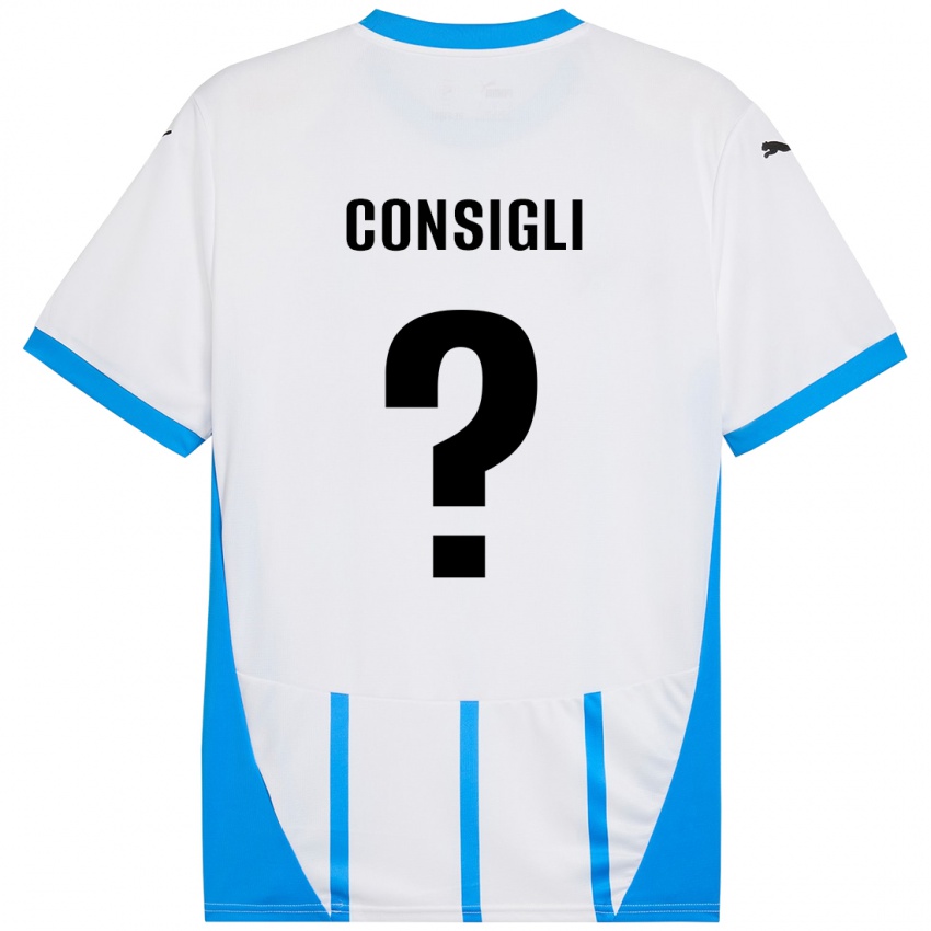 Criança Camisola Andrea Consigli #0 Azul Branco Alternativa 2024/25 Camisa