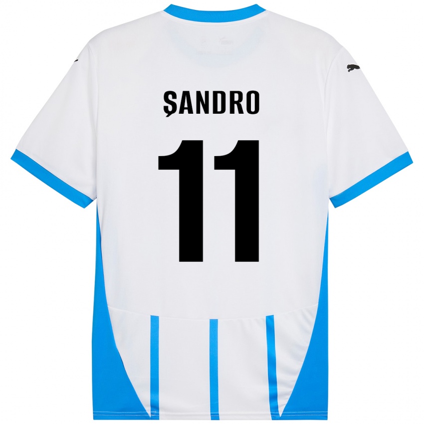 Criança Camisola Denis Șandro #11 Azul Branco Alternativa 2024/25 Camisa