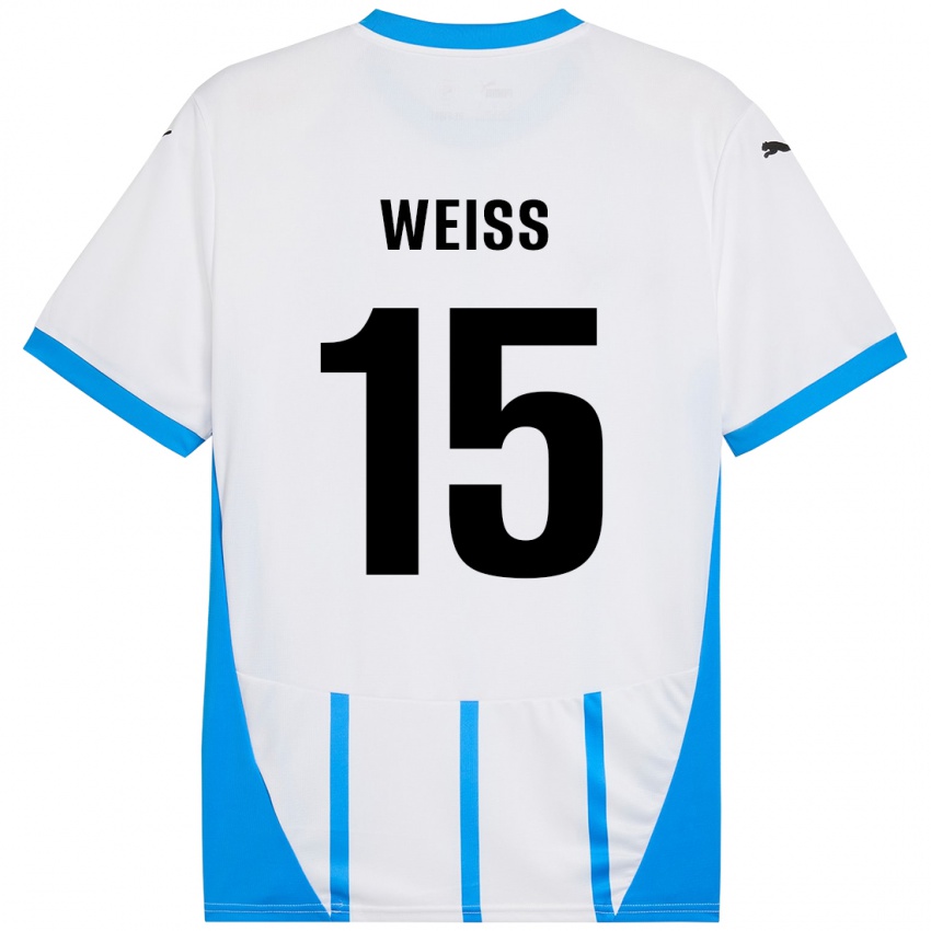 Criança Camisola David Weiss #15 Azul Branco Alternativa 2024/25 Camisa