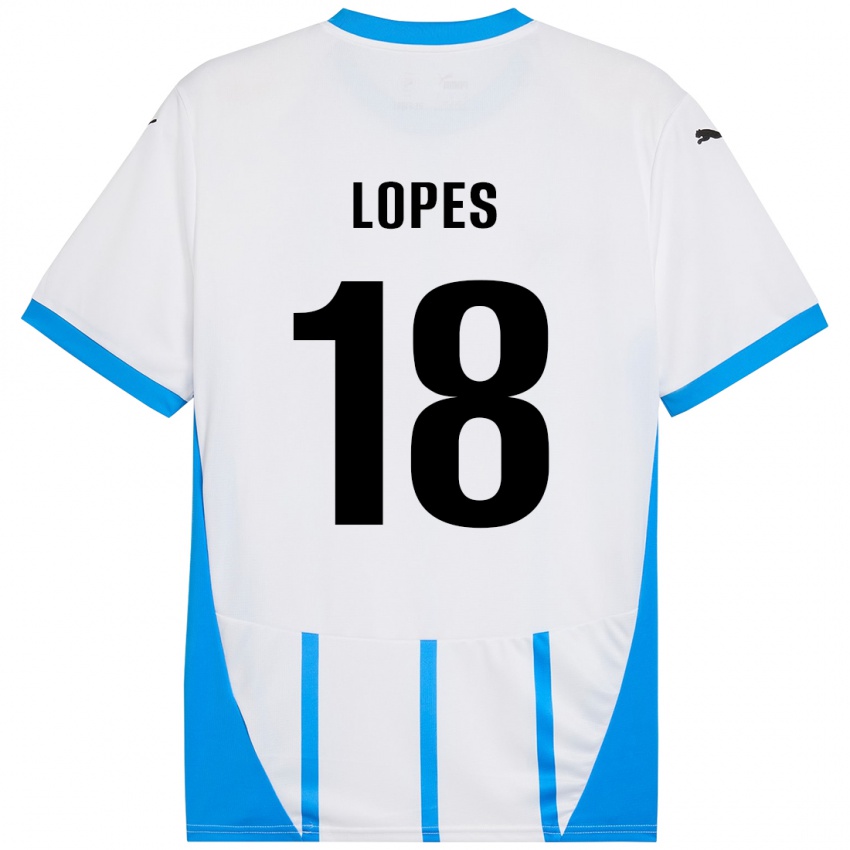 Criança Camisola Emerick Lopes #18 Azul Branco Alternativa 2024/25 Camisa