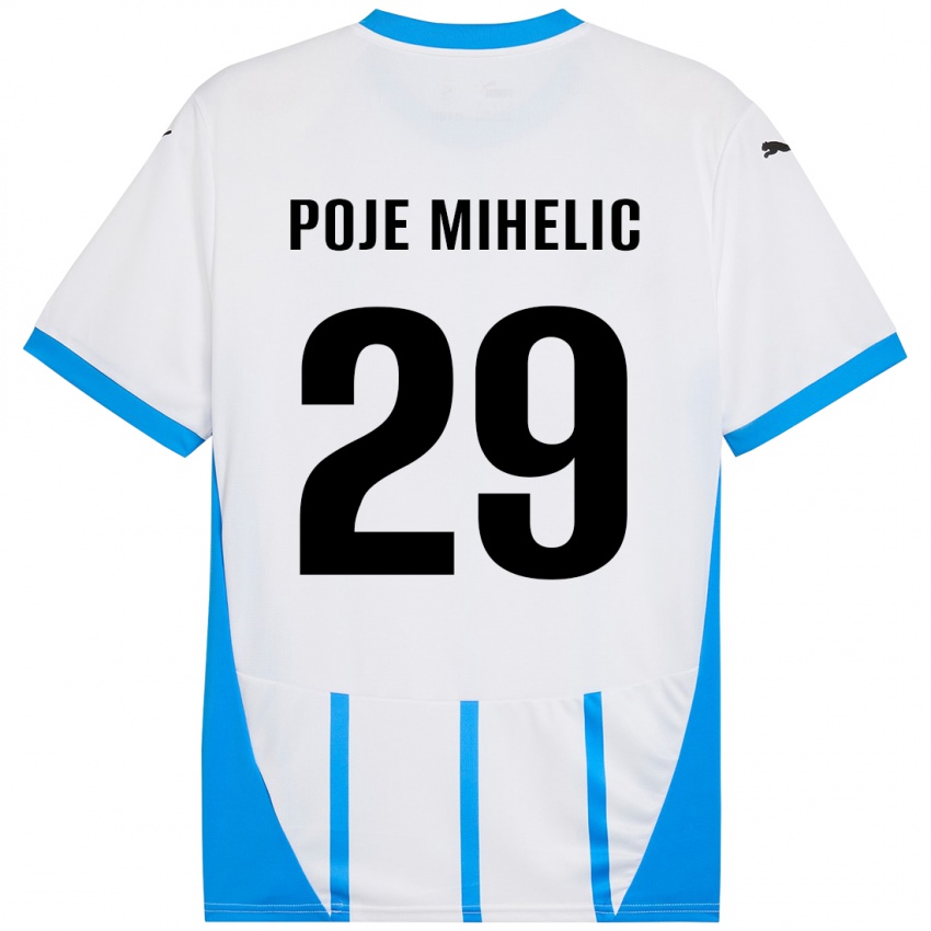 Criança Camisola Naja Poje Mihelič #29 Azul Branco Alternativa 2024/25 Camisa