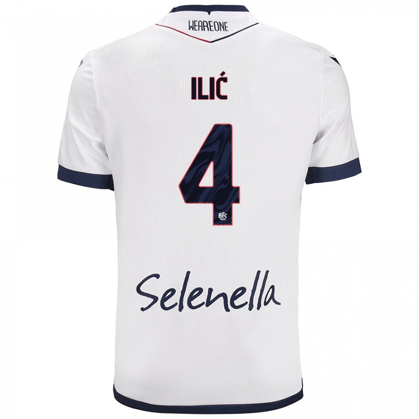 Criança Camisola Mihajlo Ilić #4 Azul Real Branco Alternativa 2024/25 Camisa