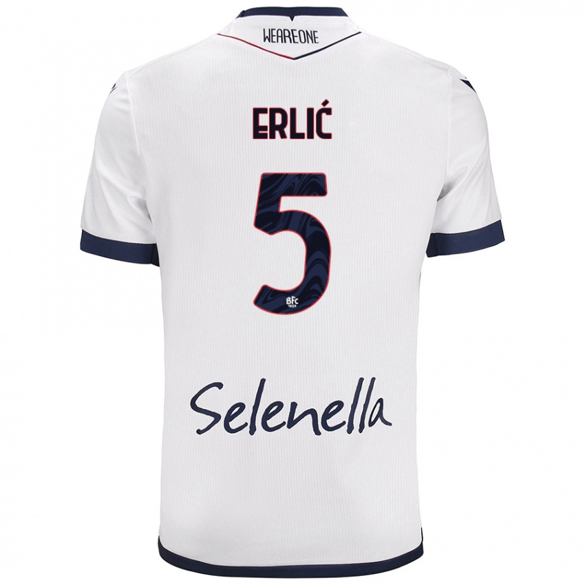 Criança Camisola Martin Erlić #5 Azul Real Branco Alternativa 2024/25 Camisa