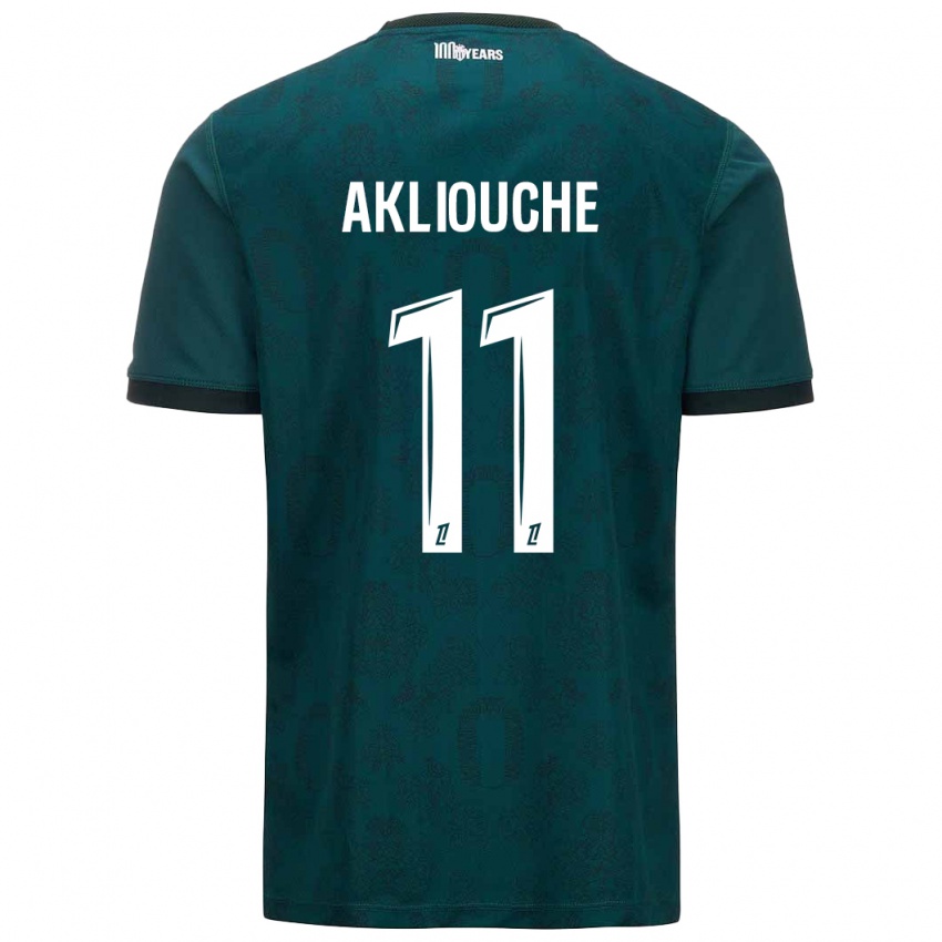 Criança Camisola Maghnes Akliouche #11 Verde Escuro Alternativa 2024/25 Camisa