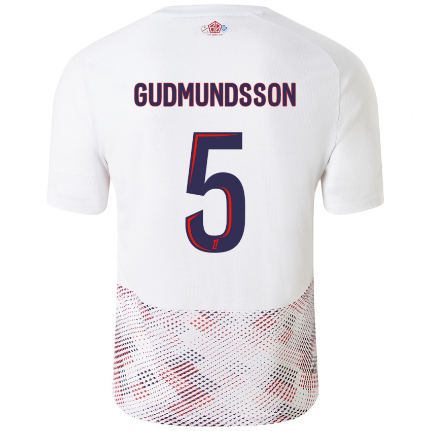 Criança Camisola Gabriel Gudmundsson #5 Azul Real Branco Alternativa 2024/25 Camisa