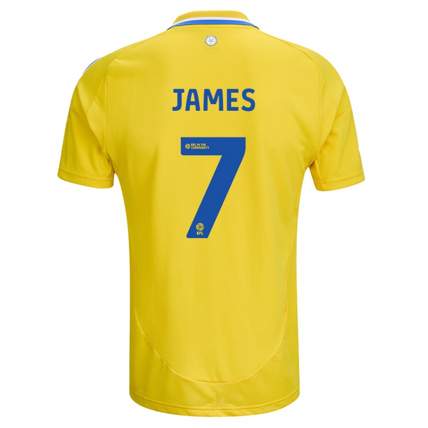 Criança Camisola Daniel James #7 Azul Amarelo Alternativa 2024/25 Camisa