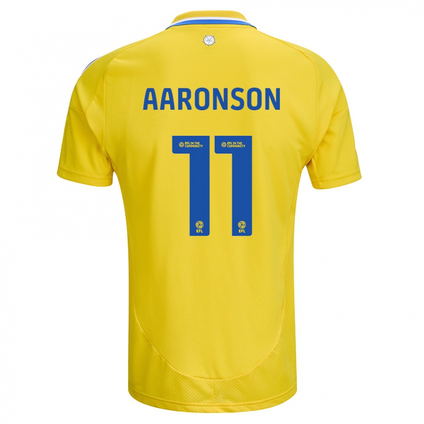 Criança Camisola Brenden Aaronson #11 Azul Amarelo Alternativa 2024/25 Camisa