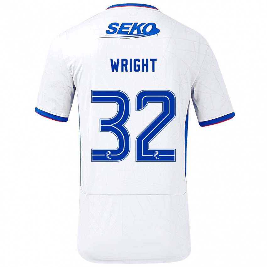 Criança Camisola Kieran Wright #32 Azul Branco Alternativa 2024/25 Camisa