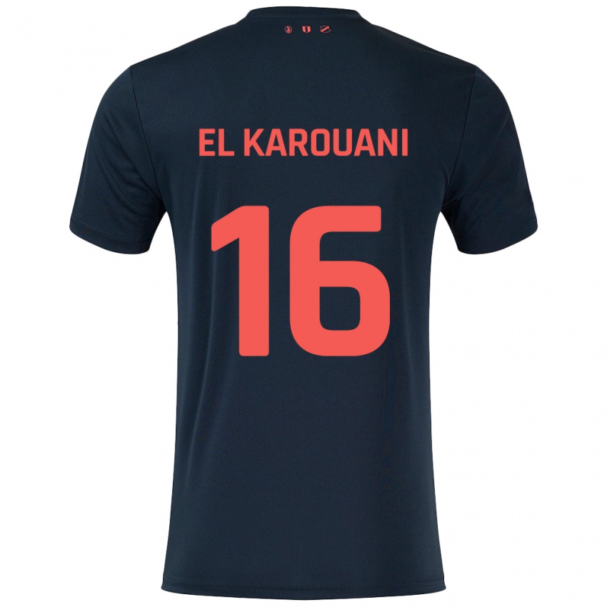 Criança Camisola Souffian El Karouani #16 Vermelho Preto Alternativa 2024/25 Camisa