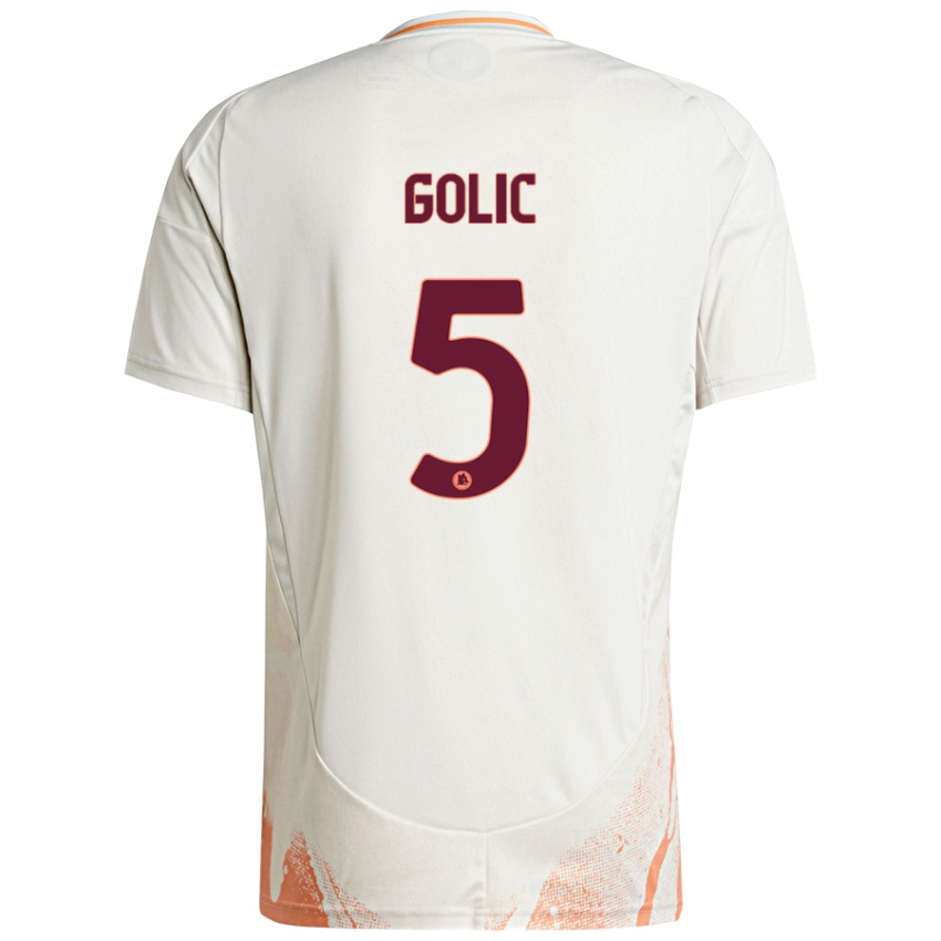 Criança Camisola Lovro Golic #5 Creme Branco Laranja Alternativa 2024/25 Camisa