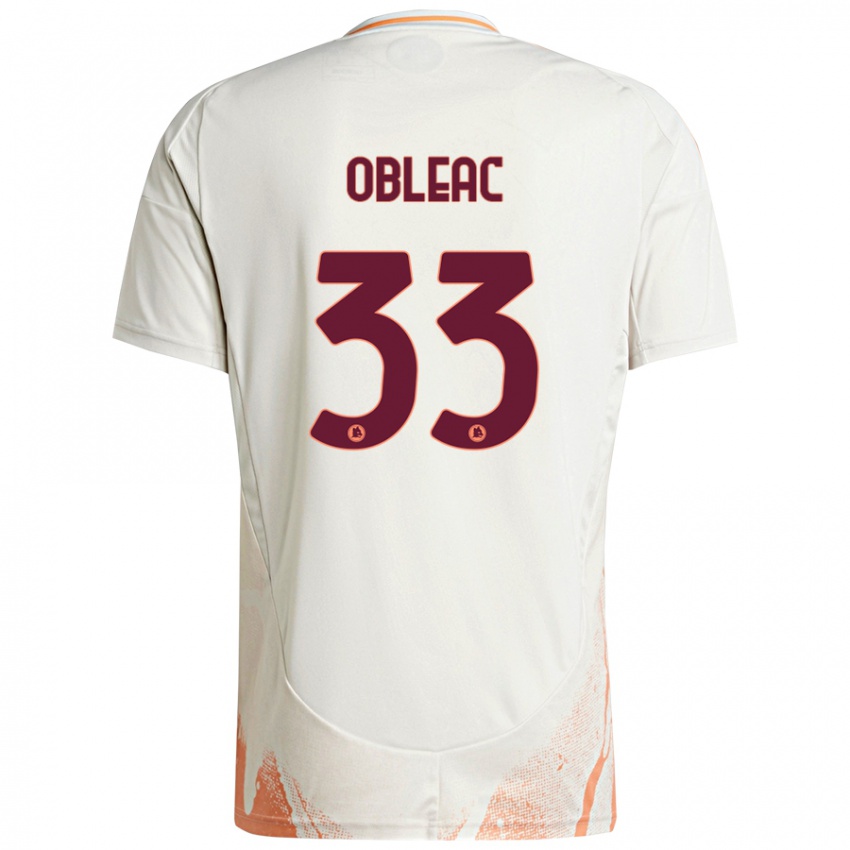 Criança Camisola Matteo Obleac #33 Creme Branco Laranja Alternativa 2024/25 Camisa