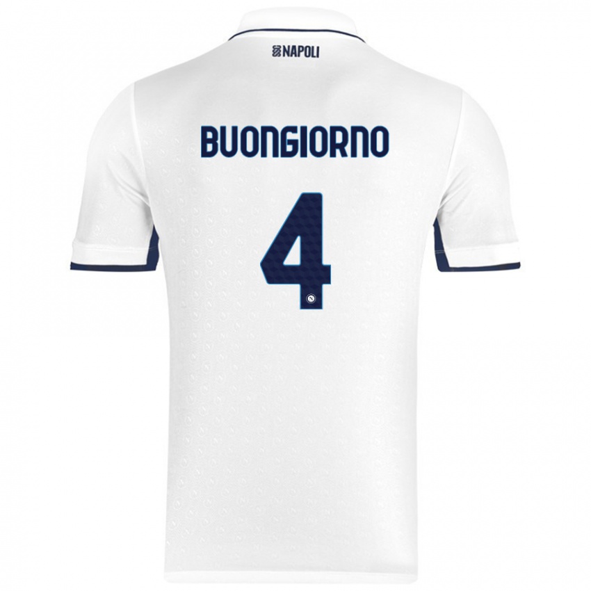 Criança Camisola Alessandro Buongiorno #4 Azul Real Branco Alternativa 2024/25 Camisa