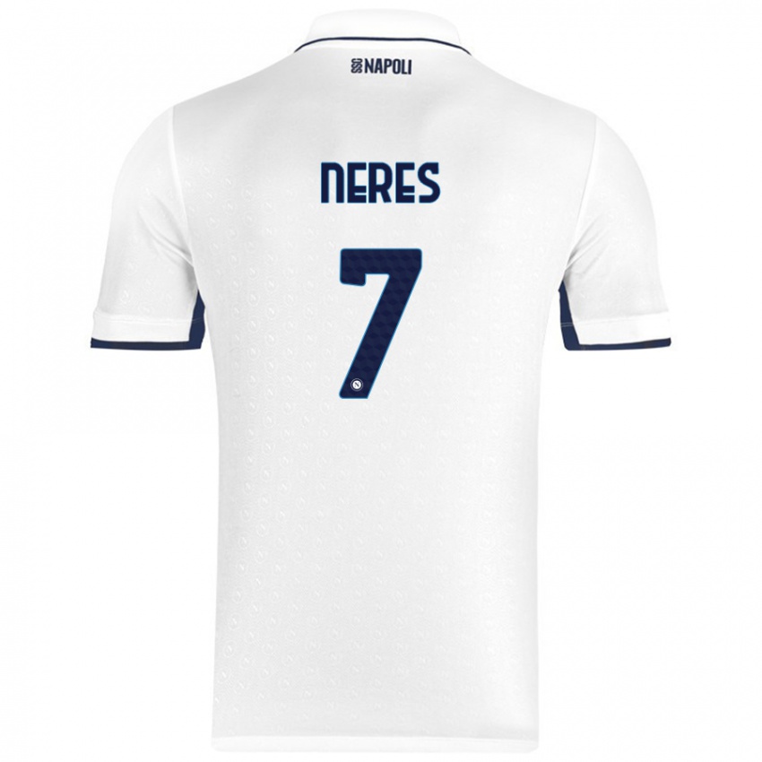 Criança Camisola David Neres #7 Azul Real Branco Alternativa 2024/25 Camisa