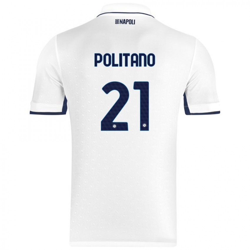 Criança Camisola Matteo Politano #21 Azul Real Branco Alternativa 2024/25 Camisa