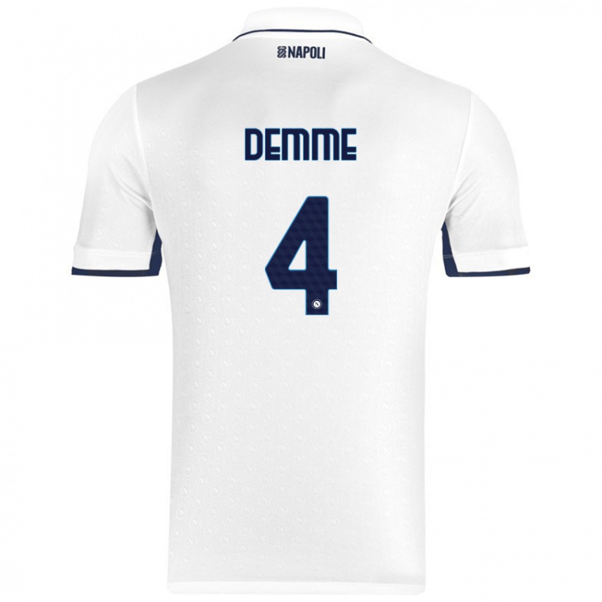 Criança Camisola Diego Demme #4 Azul Real Branco Alternativa 2024/25 Camisa