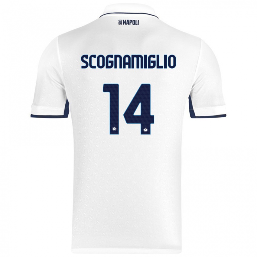 Criança Camisola Fabio Scognamiglio #14 Azul Real Branco Alternativa 2024/25 Camisa