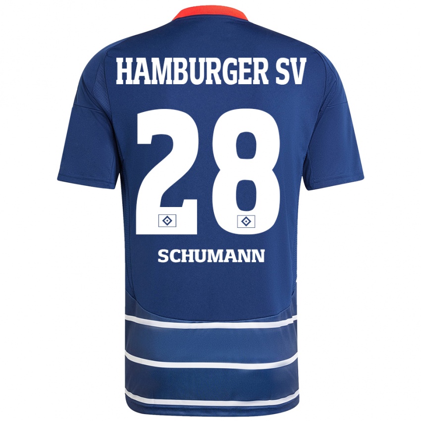 Criança Camisola Henri Maximilian Schümann #28 Azul Escuro Alternativa 2024/25 Camisa