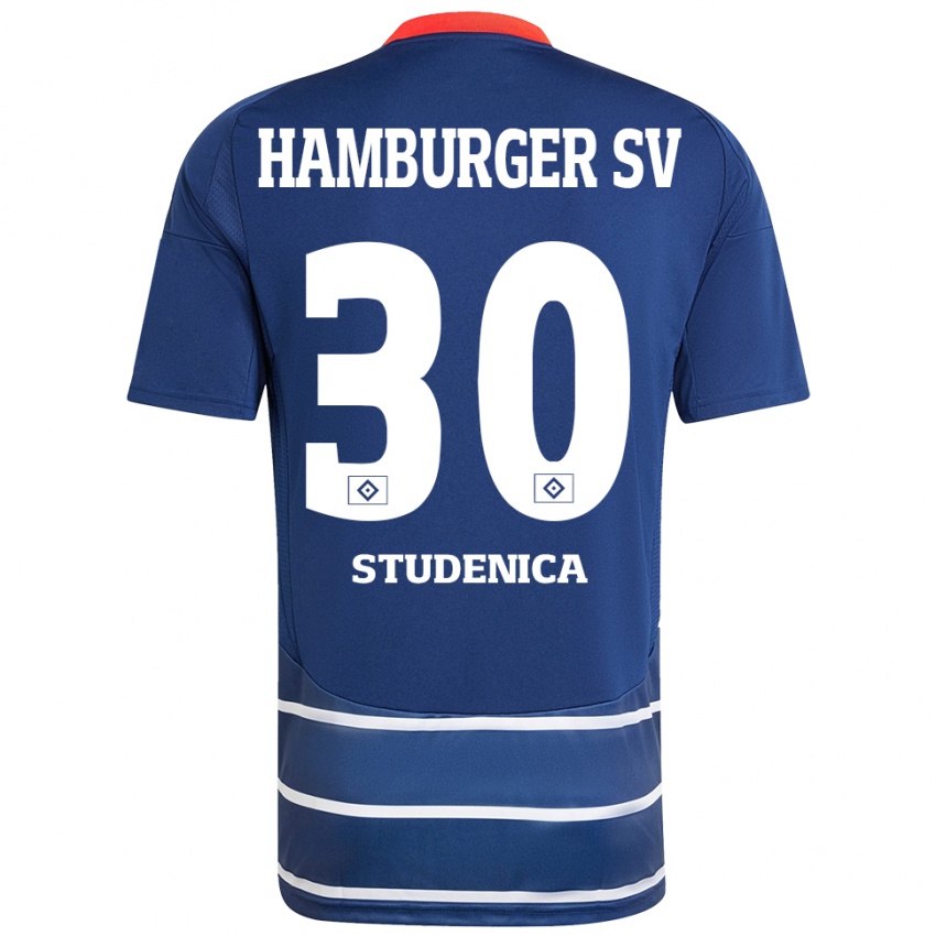 Criança Camisola Aron Studenica #30 Azul Escuro Alternativa 2024/25 Camisa