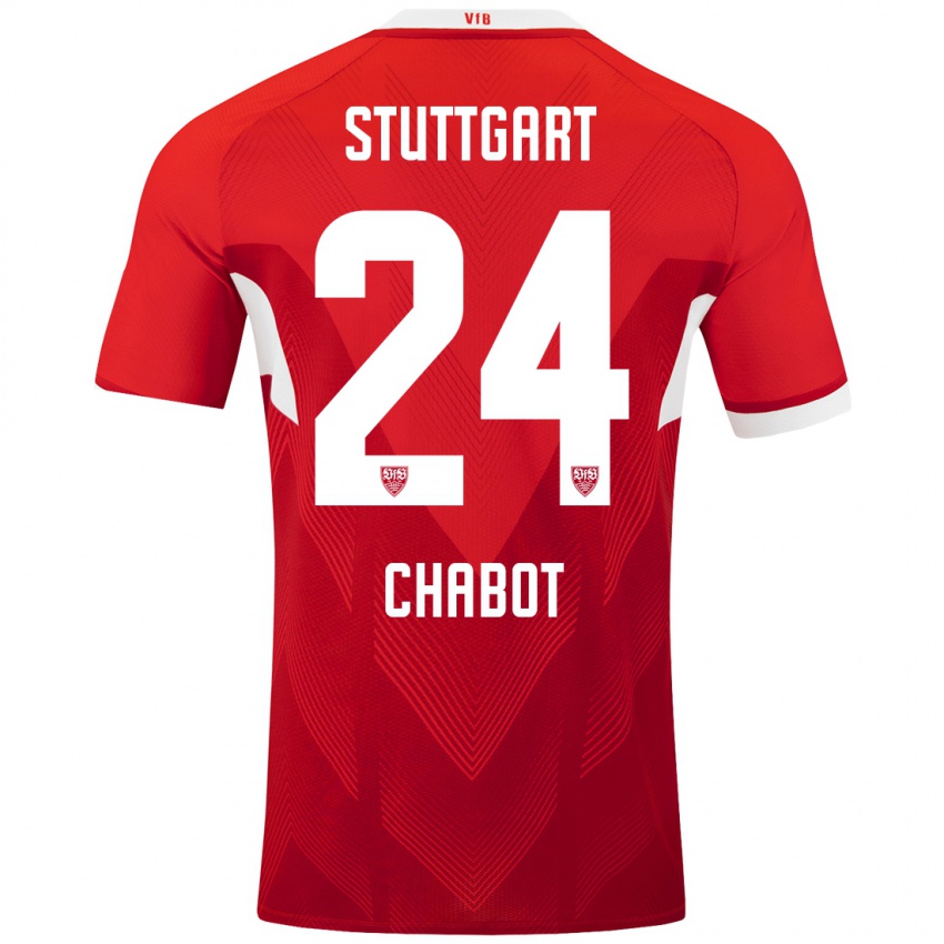 Criança Camisola Jeff Chabot #24 Branco Vermelho Alternativa 2024/25 Camisa