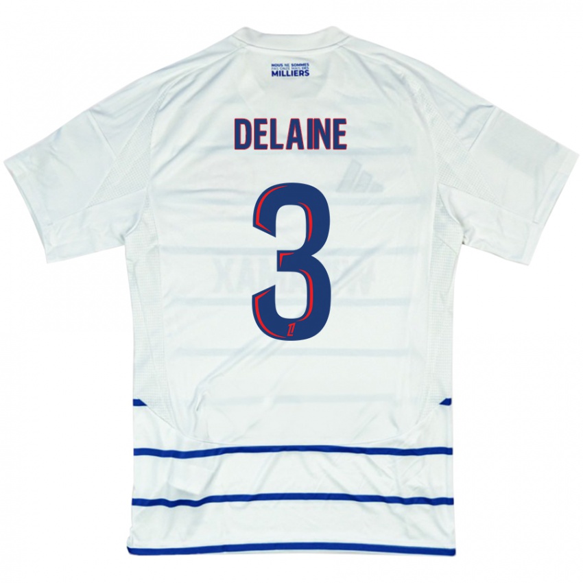 Criança Camisola Thomas Delaine #3 Azul Branco Alternativa 2024/25 Camisa