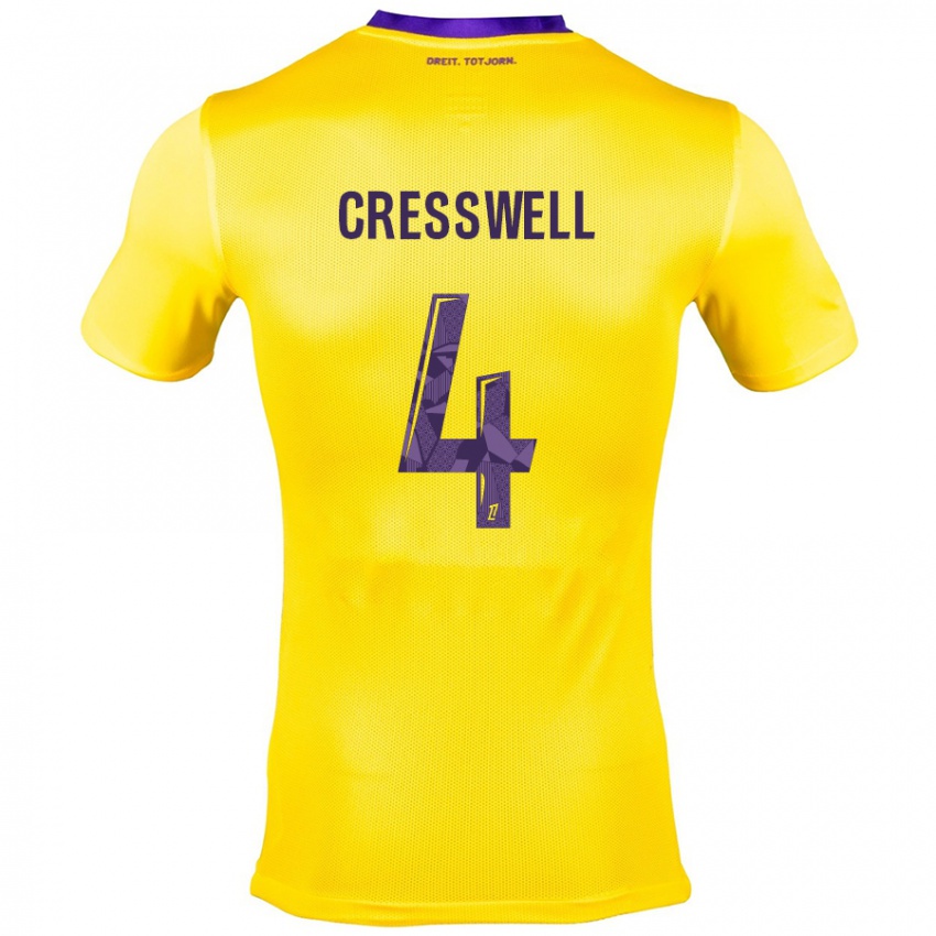 Criança Camisola Charlie Cresswell #4 Roxo Amarelo Alternativa 2024/25 Camisa