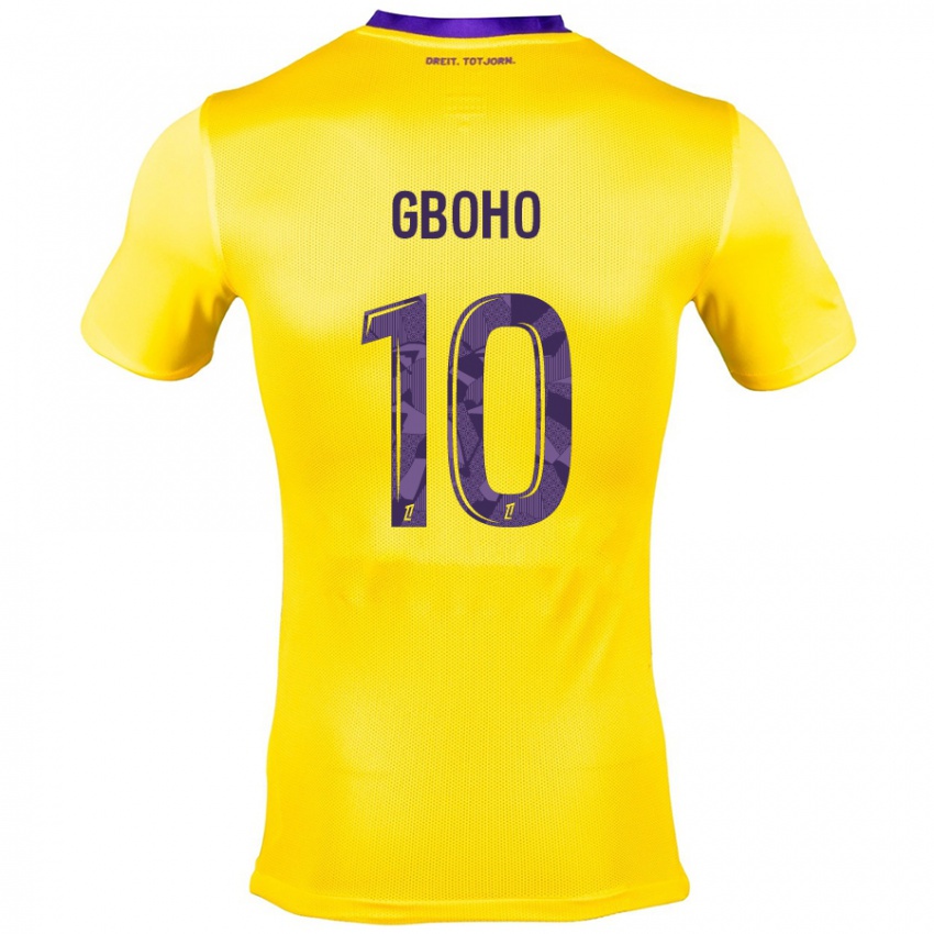 Criança Camisola Yann Gboho #10 Roxo Amarelo Alternativa 2024/25 Camisa