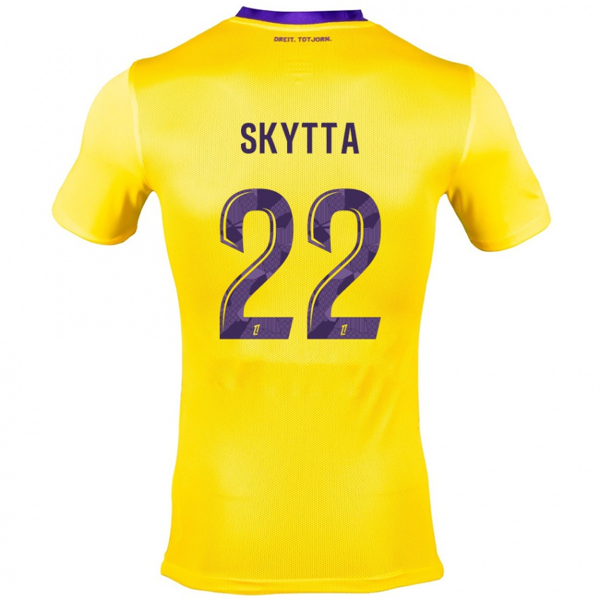 Criança Camisola Naatan Skyttä #22 Roxo Amarelo Alternativa 2024/25 Camisa