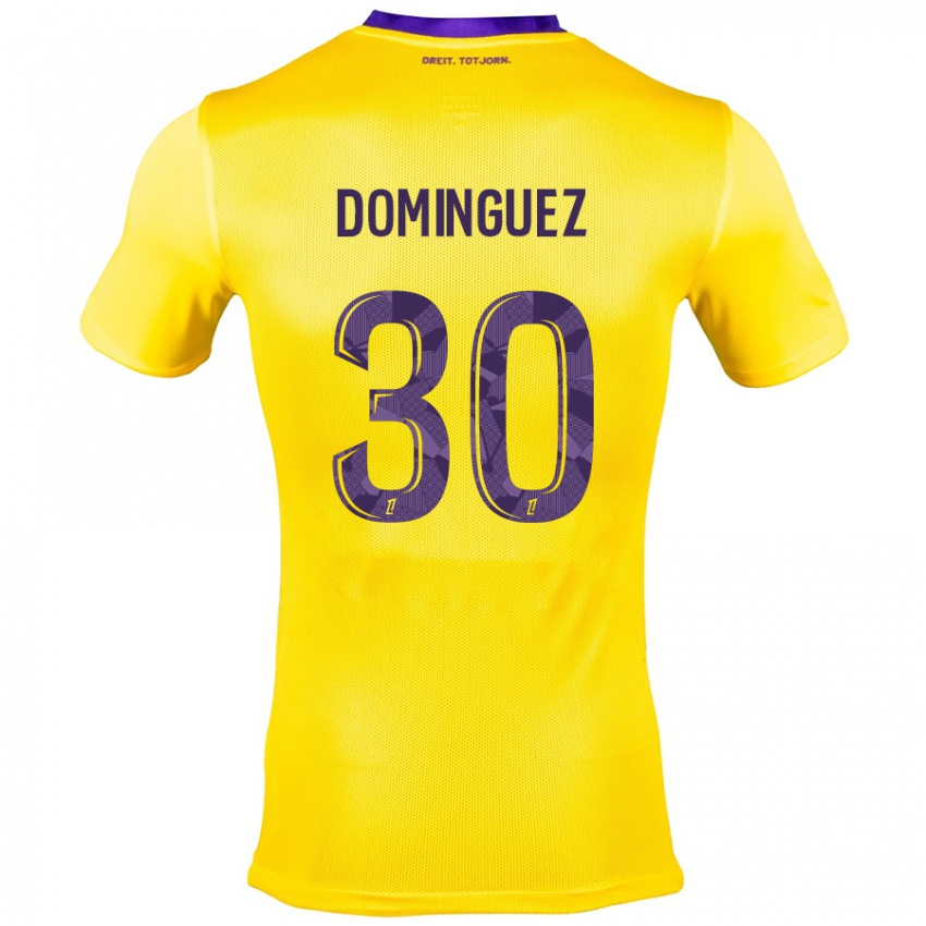 Criança Camisola Álex Domínguez #30 Roxo Amarelo Alternativa 2024/25 Camisa