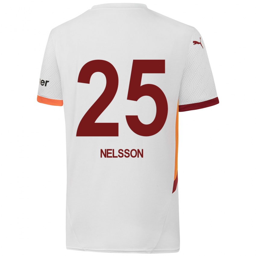 Criança Camisola Victor Nelsson #25 Branco Amarelo Vermelho Alternativa 2024/25 Camisa