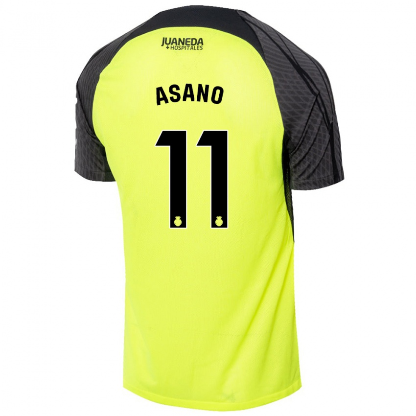 Criança Camisola Takuma Asano #11 Verde Fluorescente Preto Alternativa 2024/25 Camisa