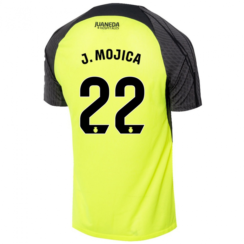 Criança Camisola Johan Mojica #22 Verde Fluorescente Preto Alternativa 2024/25 Camisa