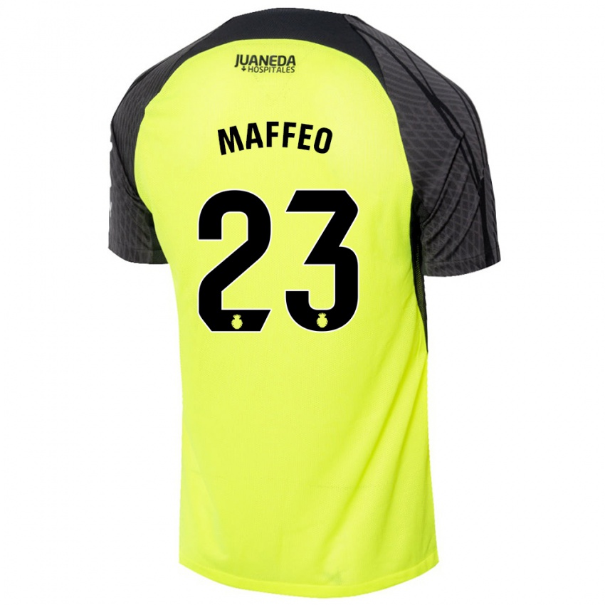 Criança Camisola Pablo Maffeo #23 Verde Fluorescente Preto Alternativa 2024/25 Camisa