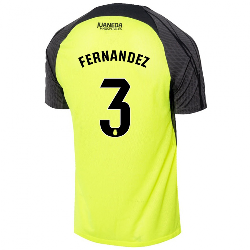 Criança Camisola Marcos Fernández #3 Verde Fluorescente Preto Alternativa 2024/25 Camisa