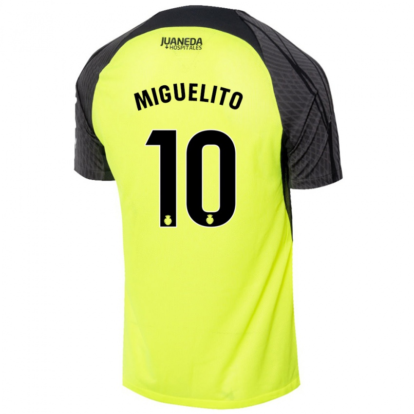 Criança Camisola Miguelito #10 Verde Fluorescente Preto Alternativa 2024/25 Camisa