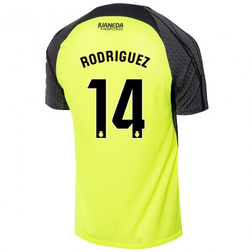 Criança Camisola Diego Rodríguez #14 Verde Fluorescente Preto Alternativa 2024/25 Camisa