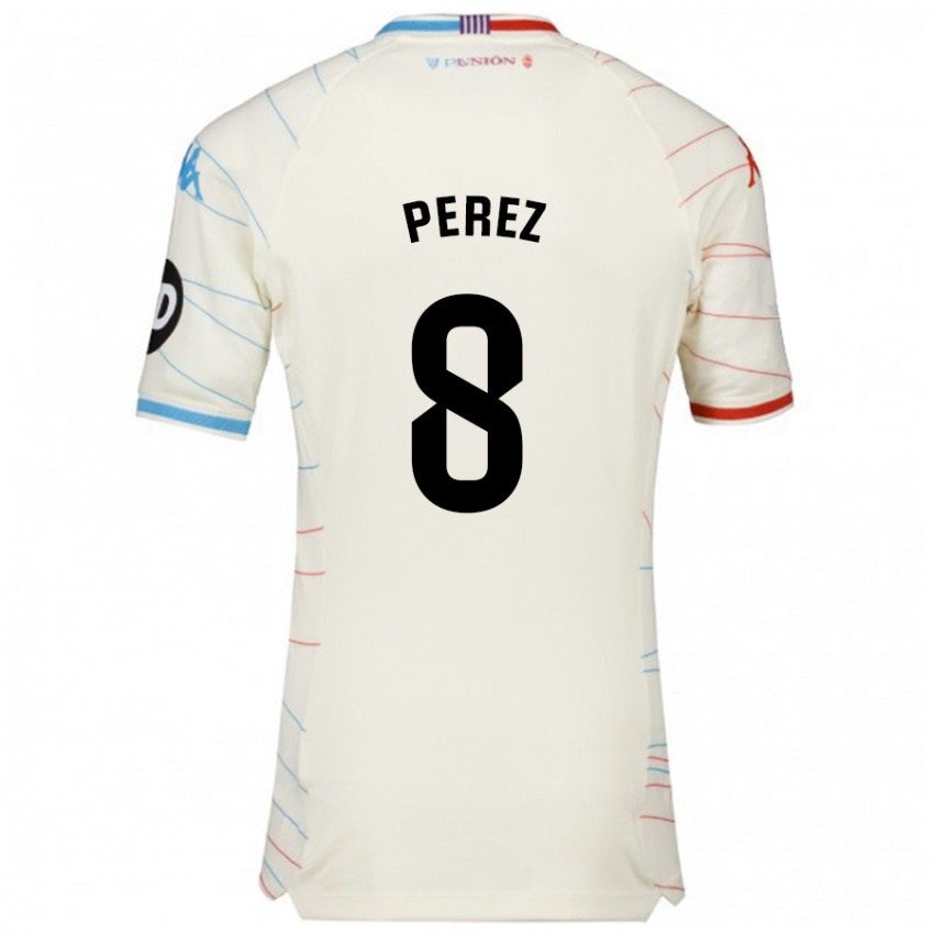 Criança Camisola Kike Pérez #8 Azul Vermelho Branco Alternativa 2024/25 Camisa