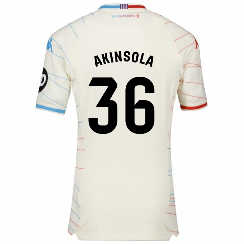 Criança Camisola Tunde Akinsola #36 Azul Vermelho Branco Alternativa 2024/25 Camisa