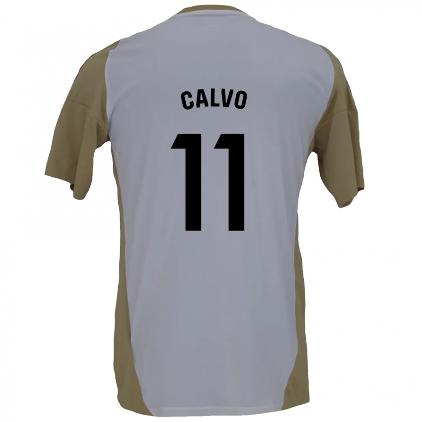 Criança Camisola Álex Calvo #11 Branco Brown Alternativa 2024/25 Camisa