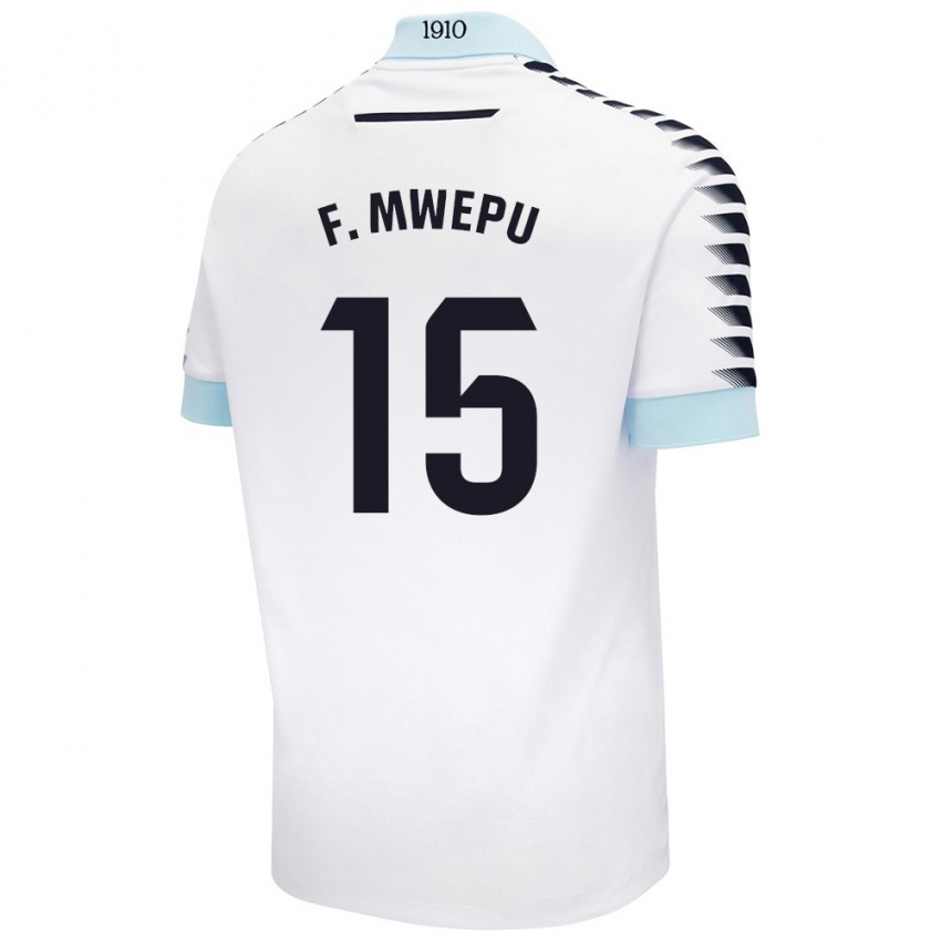 Criança Camisola Francisco Mwepu #15 Azul Branco Alternativa 2024/25 Camisa