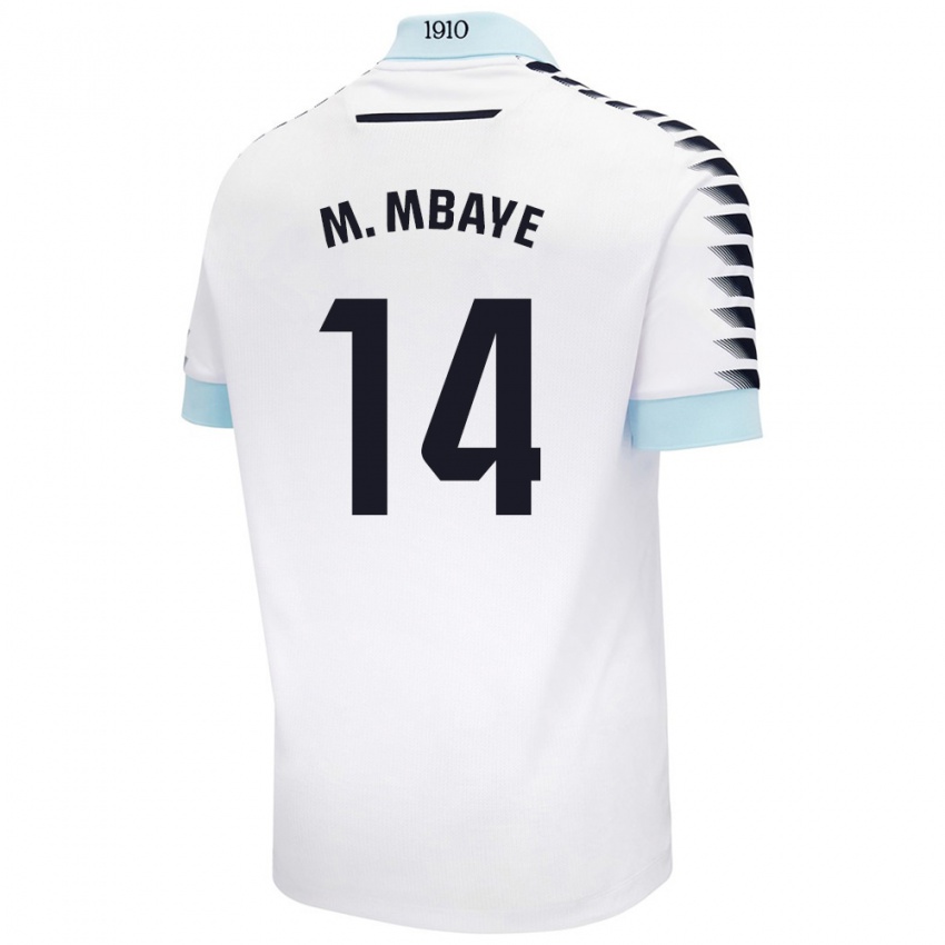 Criança Camisola Momo Mbaye #14 Azul Branco Alternativa 2024/25 Camisa