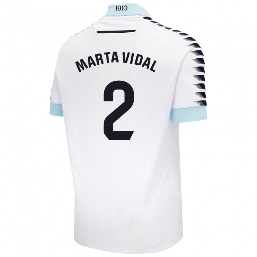 Criança Camisola Marta Vidal Vela #2 Azul Branco Alternativa 2024/25 Camisa