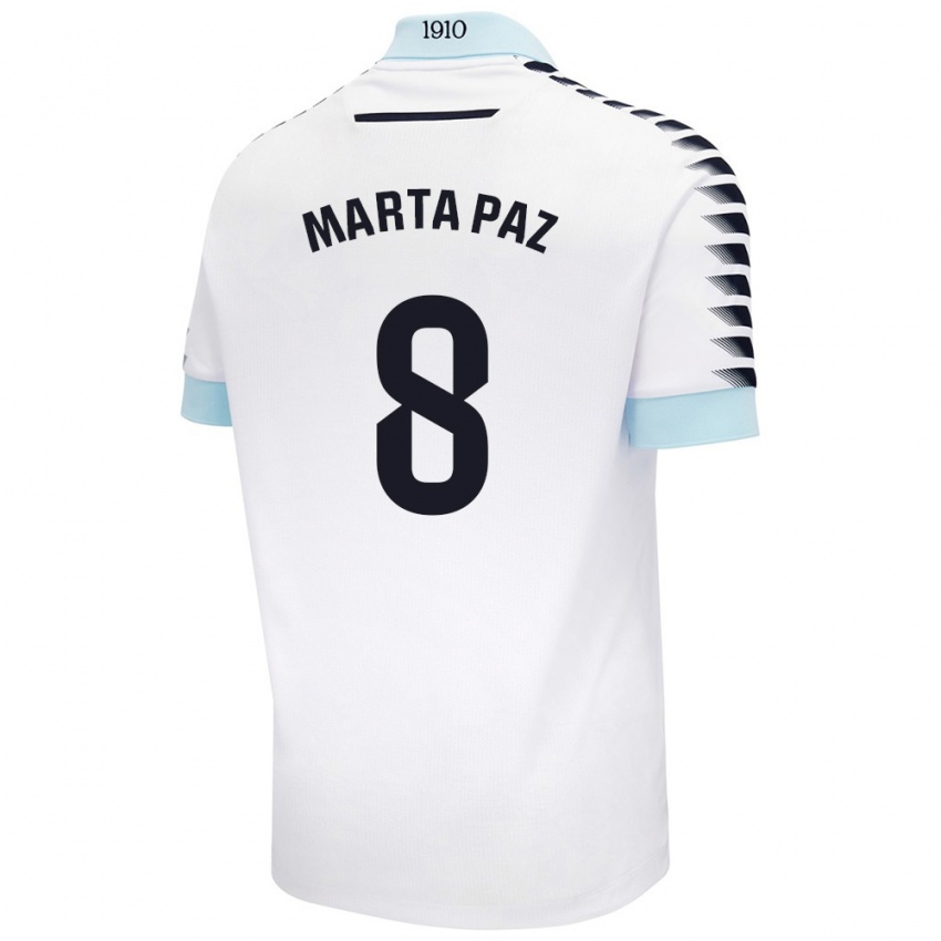 Criança Camisola Marta Milagros Paz Cruz #8 Azul Branco Alternativa 2024/25 Camisa