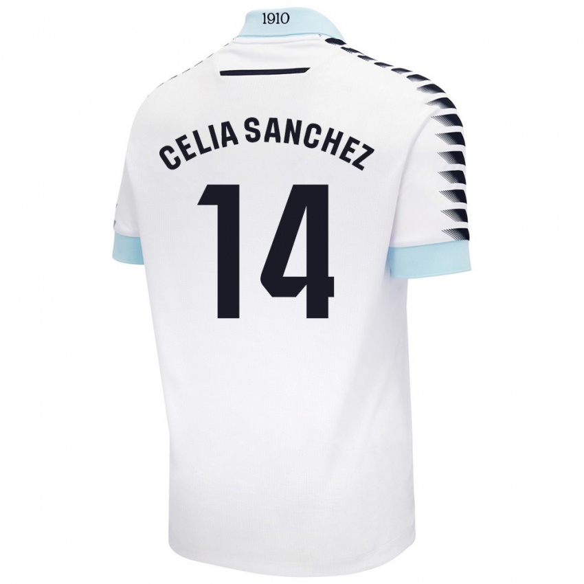 Criança Camisola Celia Sánchez García #14 Azul Branco Alternativa 2024/25 Camisa