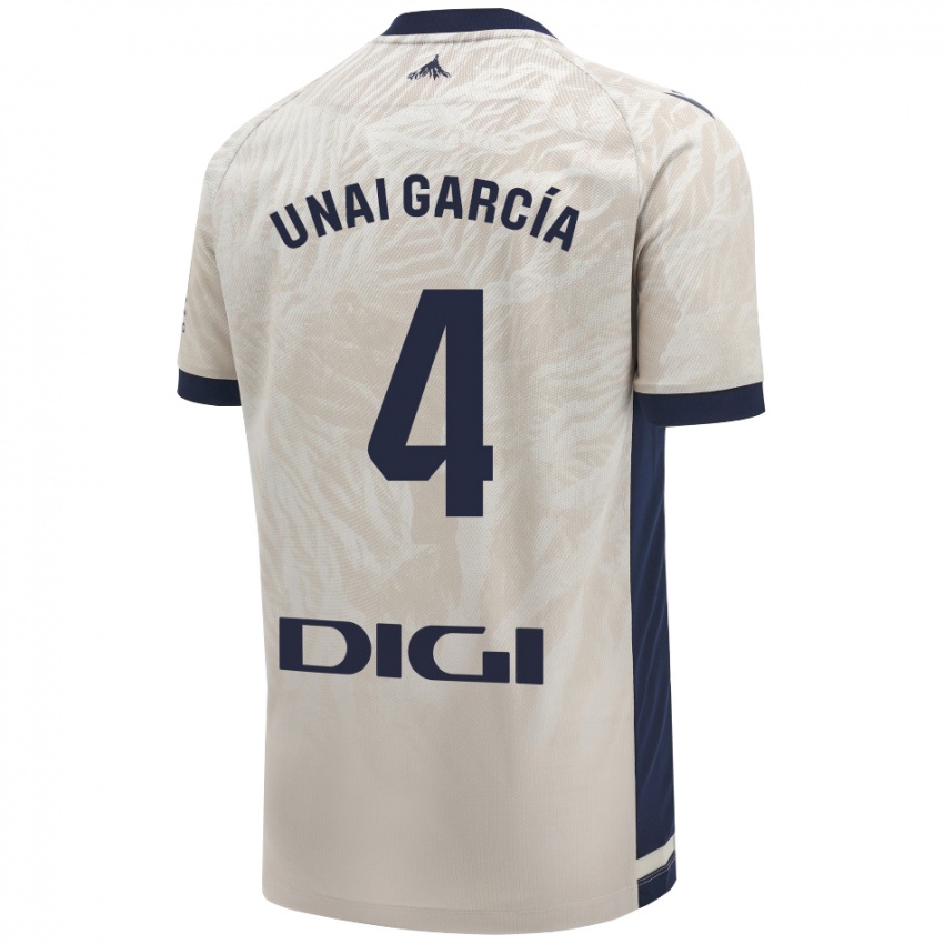 Criança Camisola Unai García #4 Cinza Leve Alternativa 2024/25 Camisa