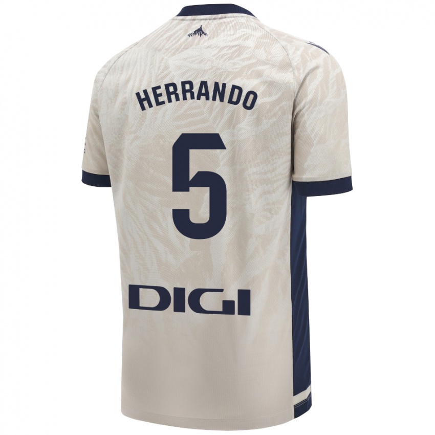 Criança Camisola Jorge Herrando #5 Cinza Leve Alternativa 2024/25 Camisa