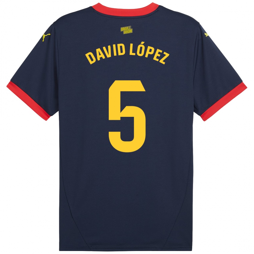 Criança Camisola David López #5 Vermelho Marinho Alternativa 2024/25 Camisa