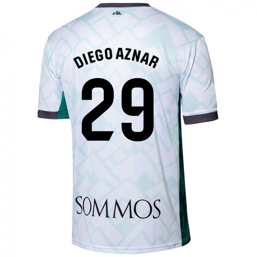 Criança Camisola Diego Aznar #29 Verde Branco Alternativa 2024/25 Camisa