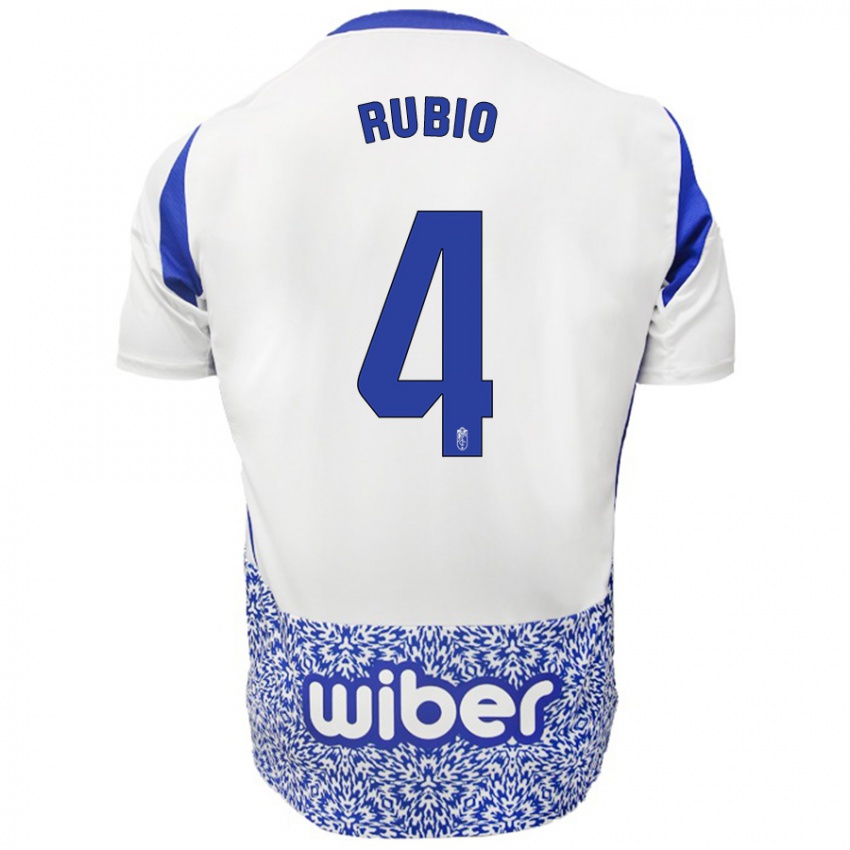 Criança Camisola Miguel Rubio #4 Azul Branco Alternativa 2024/25 Camisa