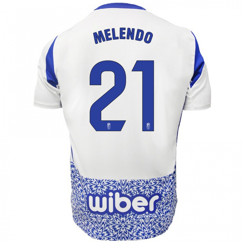 Criança Camisola Óscar Melendo #21 Azul Branco Alternativa 2024/25 Camisa